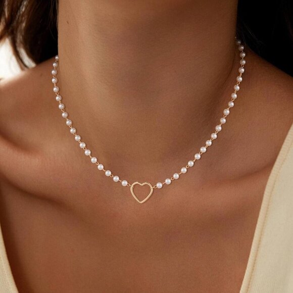 Yatumery Heart Necklace Women 14K Gold Plated Zirconia Pendant Trendy Jewelery - Picture 2 of 7